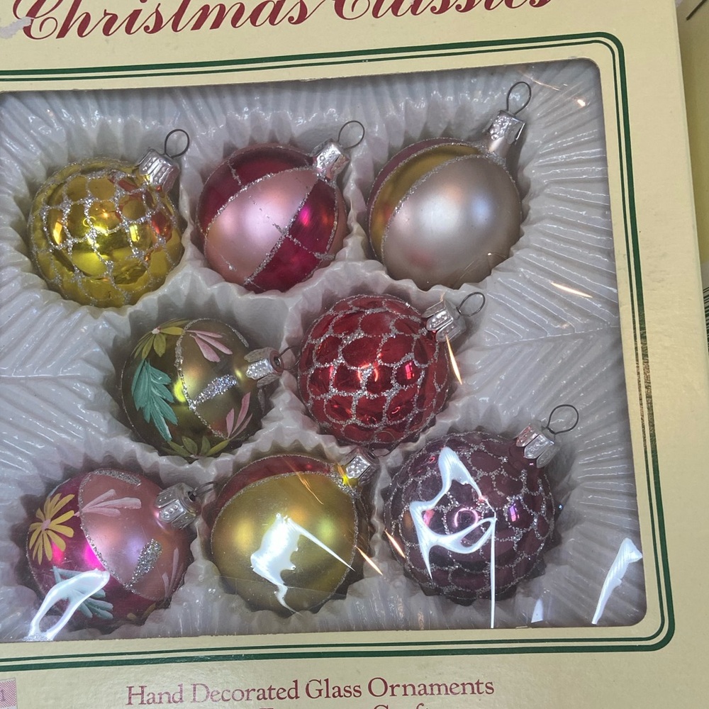 Vintage Romania Indent Glittered Mini Boxed Christmas Classics Ornaments  Lot 16 - Picture 3 of 5